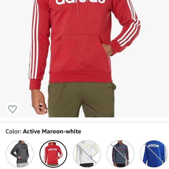 Adidas Men's Essentials 3-stripes Pullover Fleece Hooded Sweatshirt LARGE - Picture 4 of 4